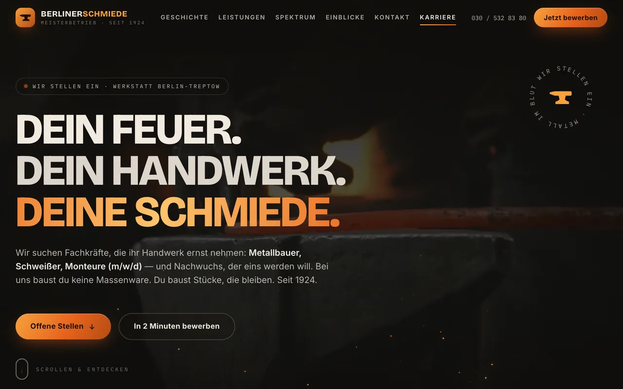 Design-Demo – Schmiede, Karriere-Seite